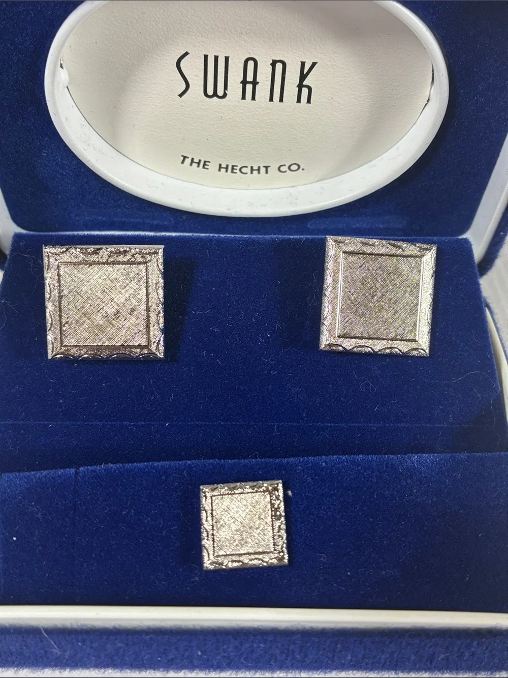 SWANK Silver-Tone Square Cuff Links and Tie Pin Set